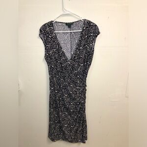 Vintage Ralph Lauren Black and Off White Bodycon Formal Dress Size 14 Women’s